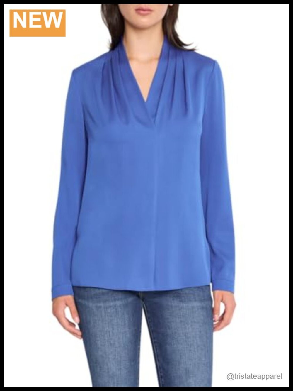Silk V-Neck Long Sleeve Relaxed Blouse
